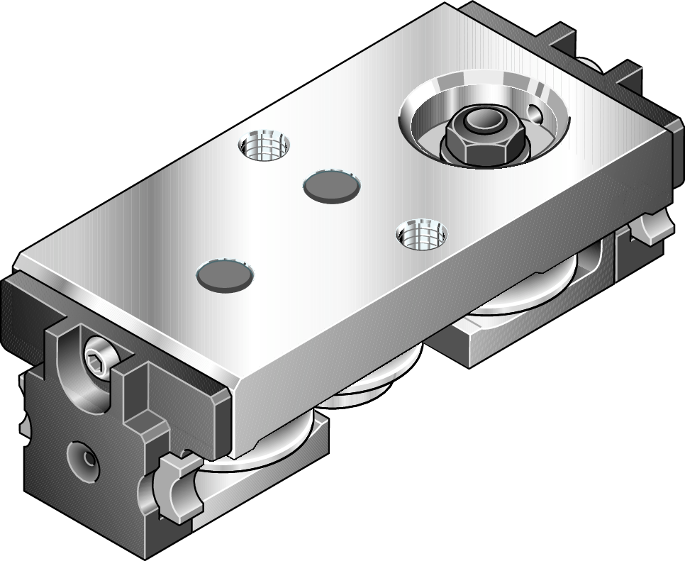 The cam roller runner block (U-type) is characterized by the following product features: Format SNS, size 20, aluminum, accuracy economic, load class FN